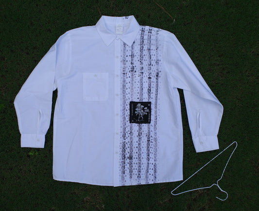Gravel Tuxedo Shirt / White with black label - XL