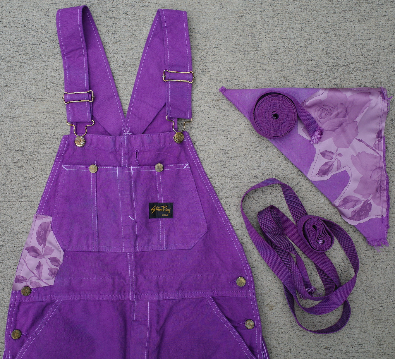 Vintage overall / purple tape dye - 32 waist