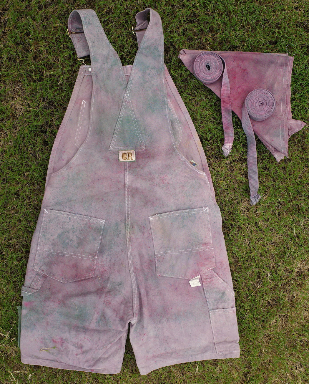 Vintage overall short / rubbish dye - 32 waist