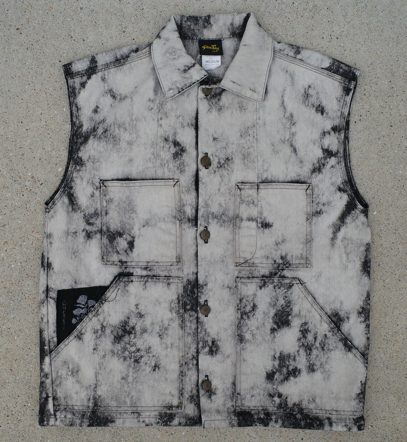 CR Fray-away vest / bleach denim MEDIUM