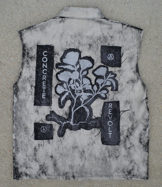 CR Fray-away vest / bleach denim MEDIUM