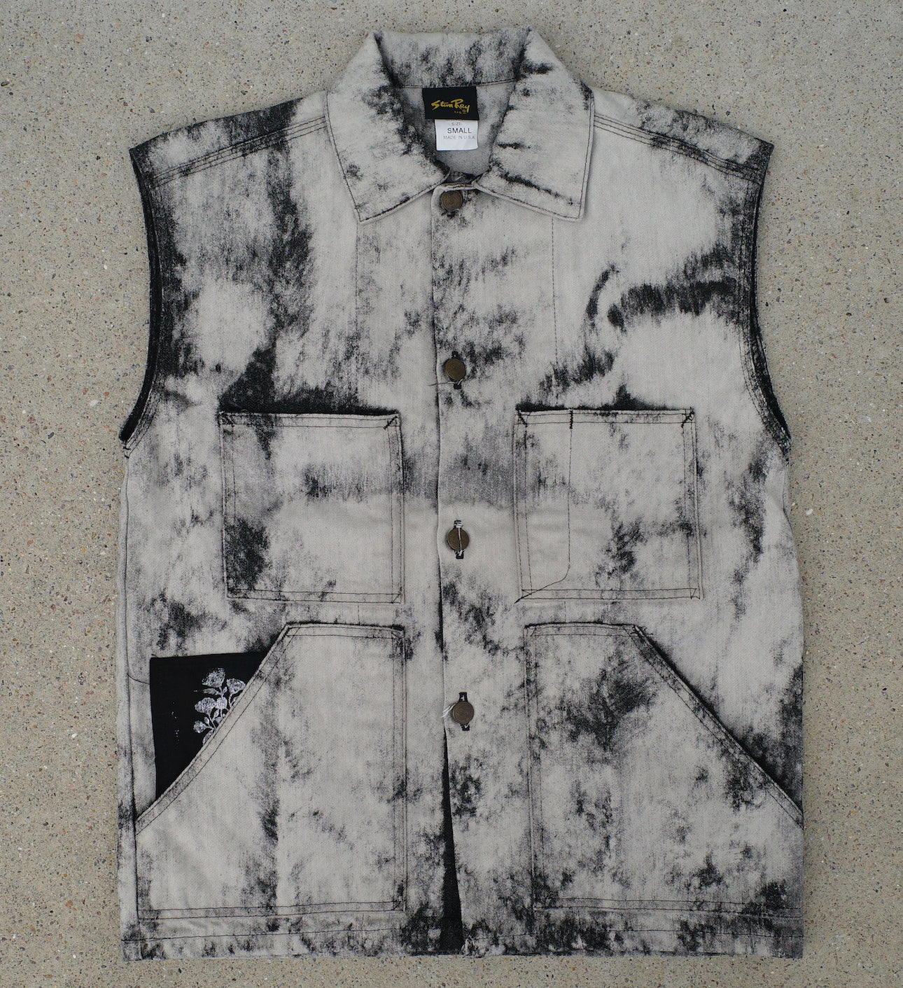 CR Fray-away vest / bleach denim SMALL