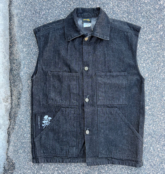 CR Fray away vest - Black asphalt denim