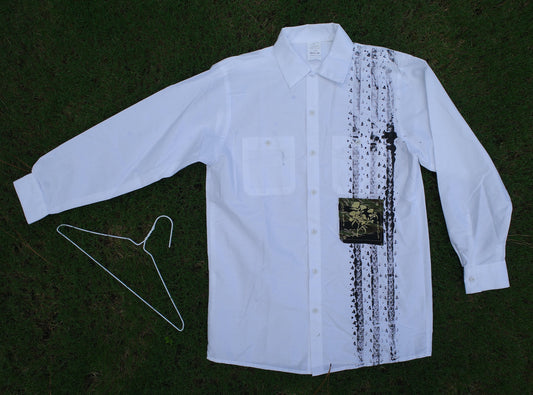 Gravel Tuxedo Shirt / White with green tiger label - Medium