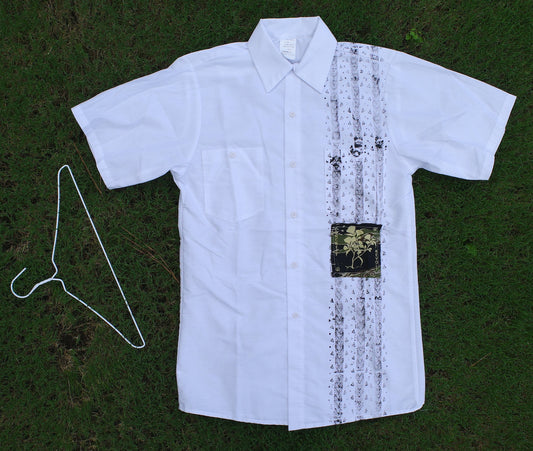 Gravel Tuxedo Shirt / White with green tiger label - Small