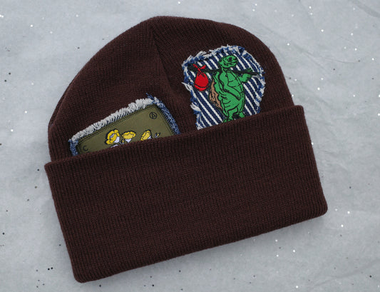 Lugs Not Drugs / Multi-patch beanie "Chocolate"