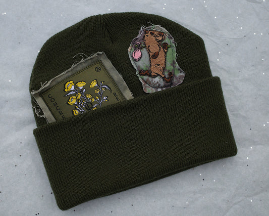 Lugs Not Drugs / Multi-patch beanie "Olive"