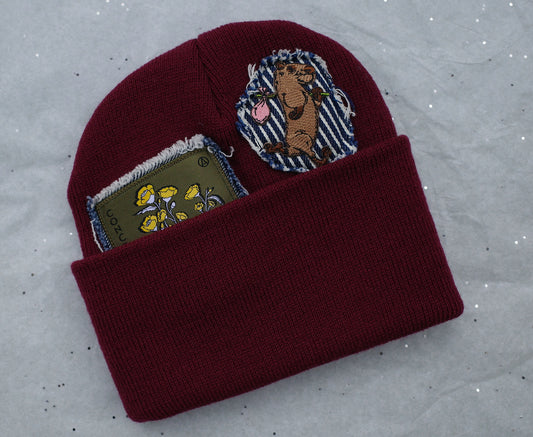 Lugs Not Drugs / Multi-patch beanie "Wine"