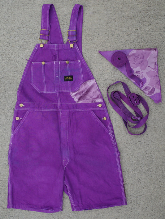 Vintage overall short / purple tape dye - 36 waist