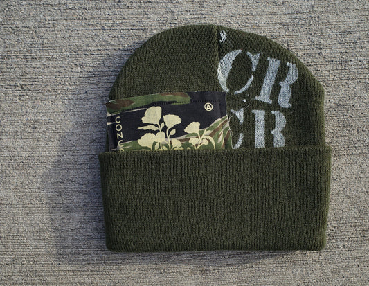 Stencil knit hat - Olive
